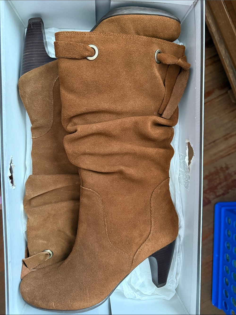 Connie Chestnut Brown Slouchy Suede Mid-Heel Boots